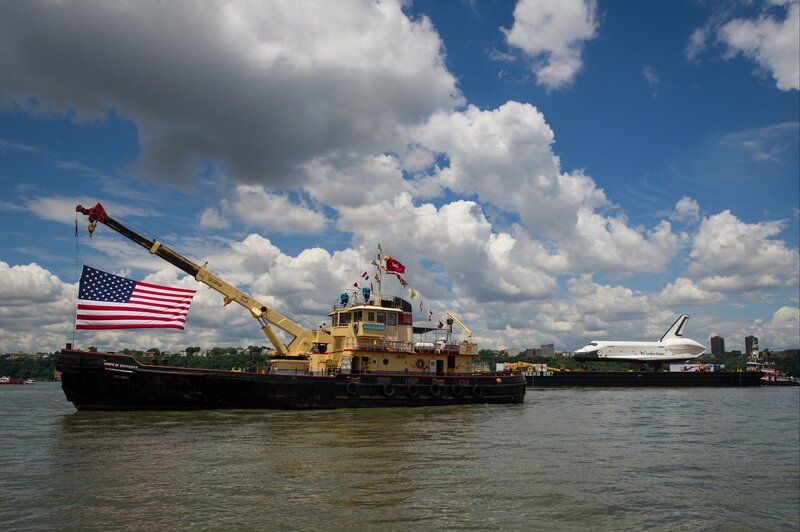 Space Shuttle on Barge — Blue