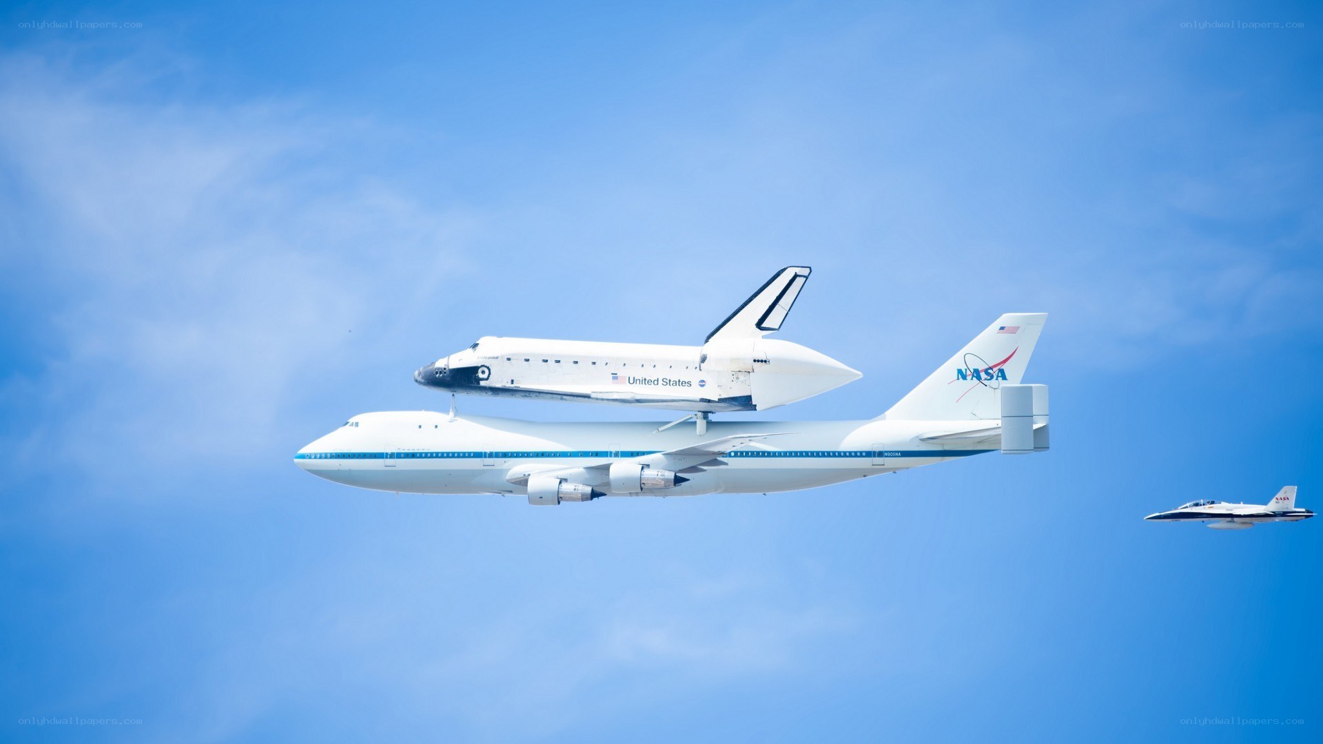 Space shuttle on carrier aircraft