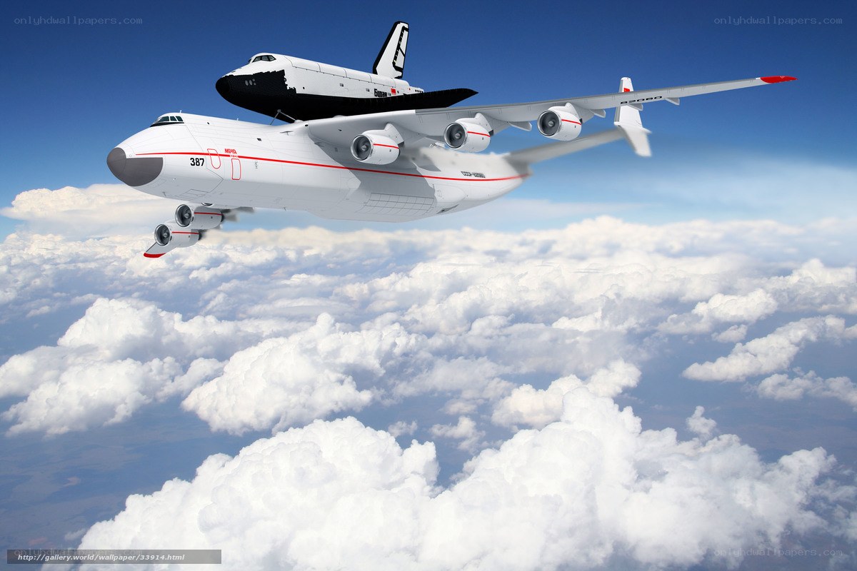 Space shuttle on carrier aircraft