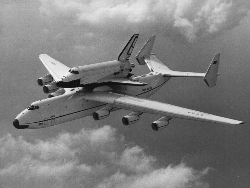 Space Shuttle on Carrier Plane — Black