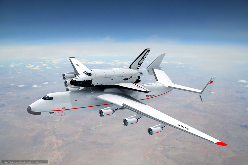 Space Shuttle on Carrier Plane — White