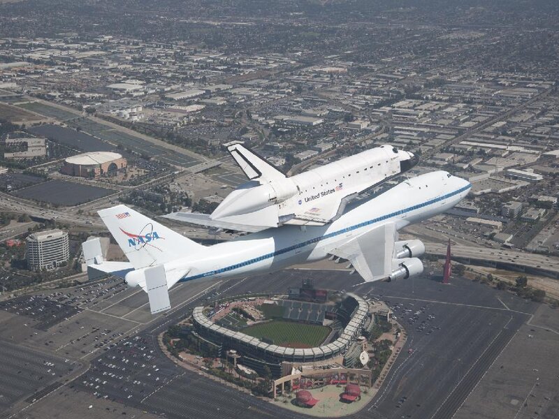 Space Shuttle on Carrier — White, Dramatic