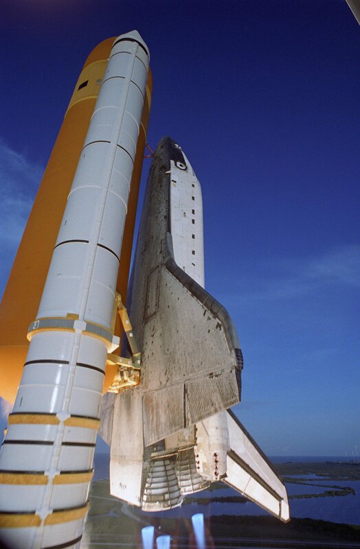 Space shuttle on launch pad