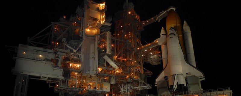 Space shuttle on launch pad