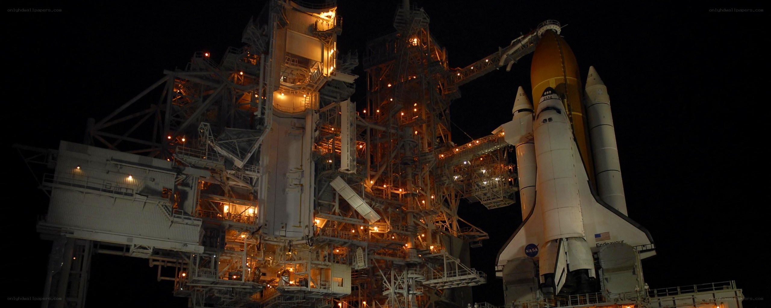 Space shuttle on launch pad