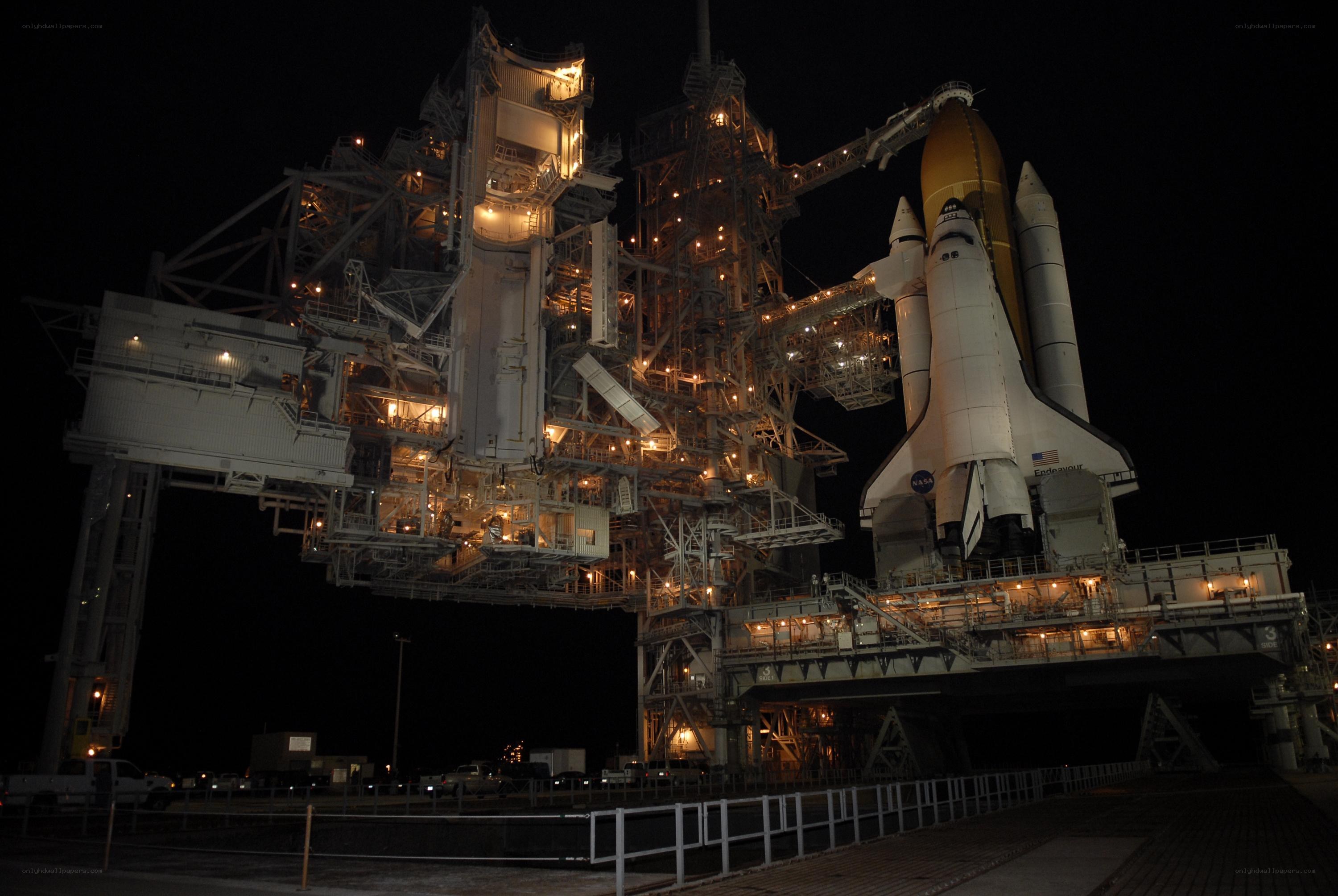 Space shuttle on launch pad