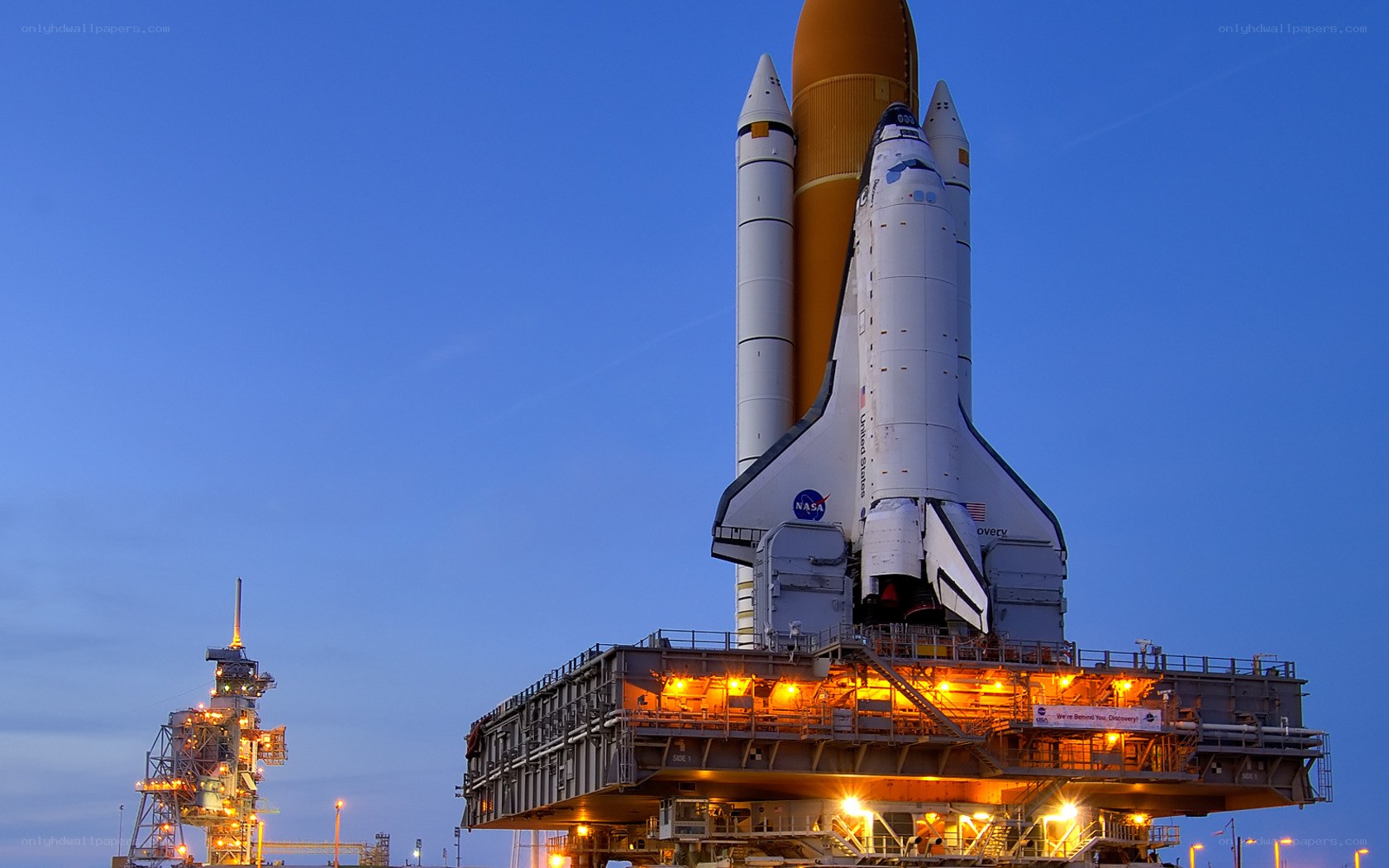 Space shuttle on launch pad
