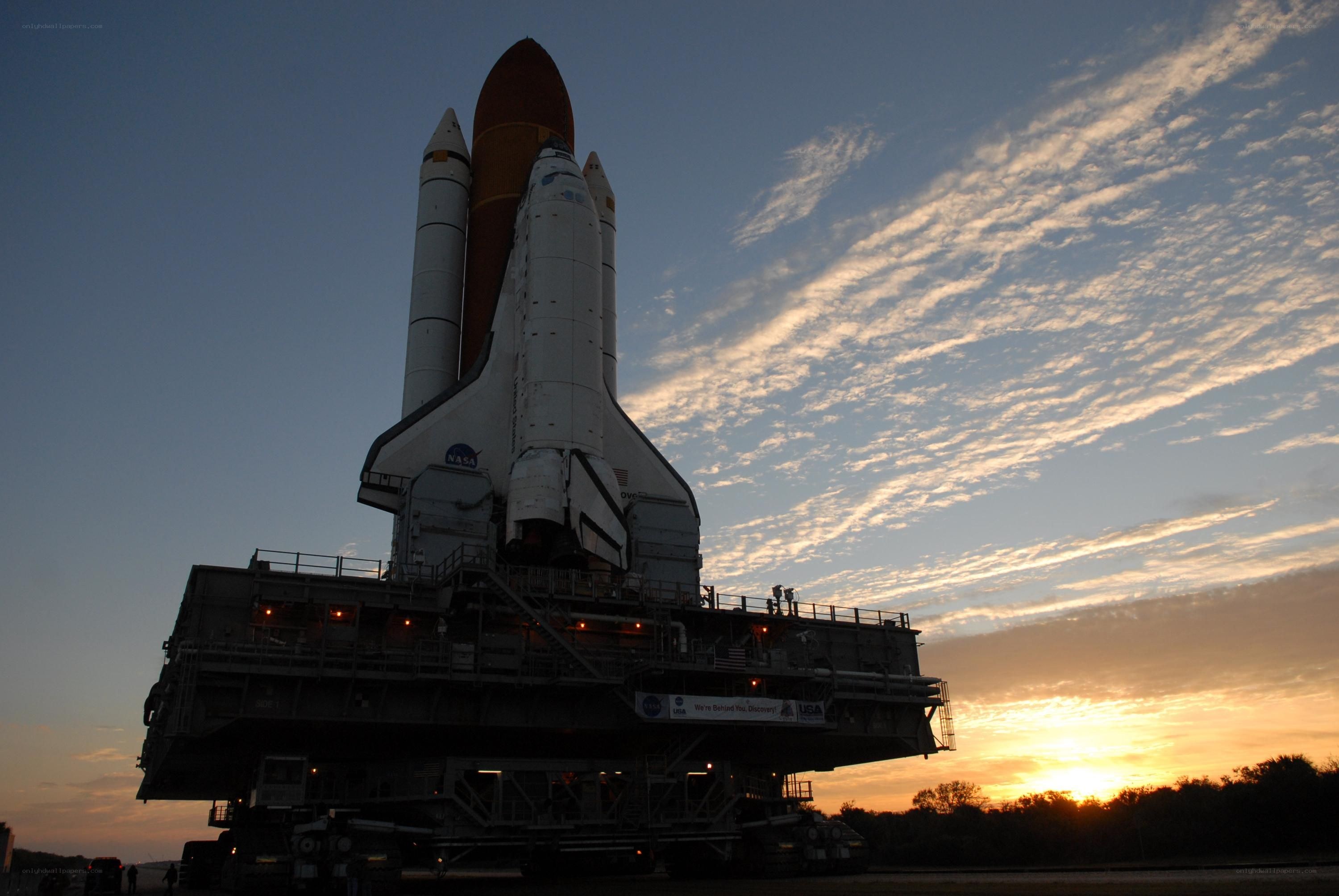 Space shuttle on launch pad