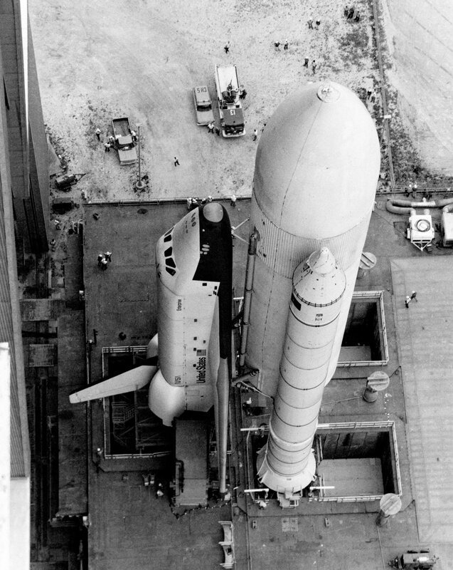 Space shuttle on launch pad