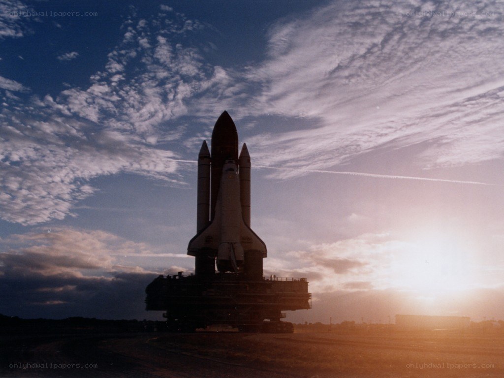 Space shuttle on launch pad