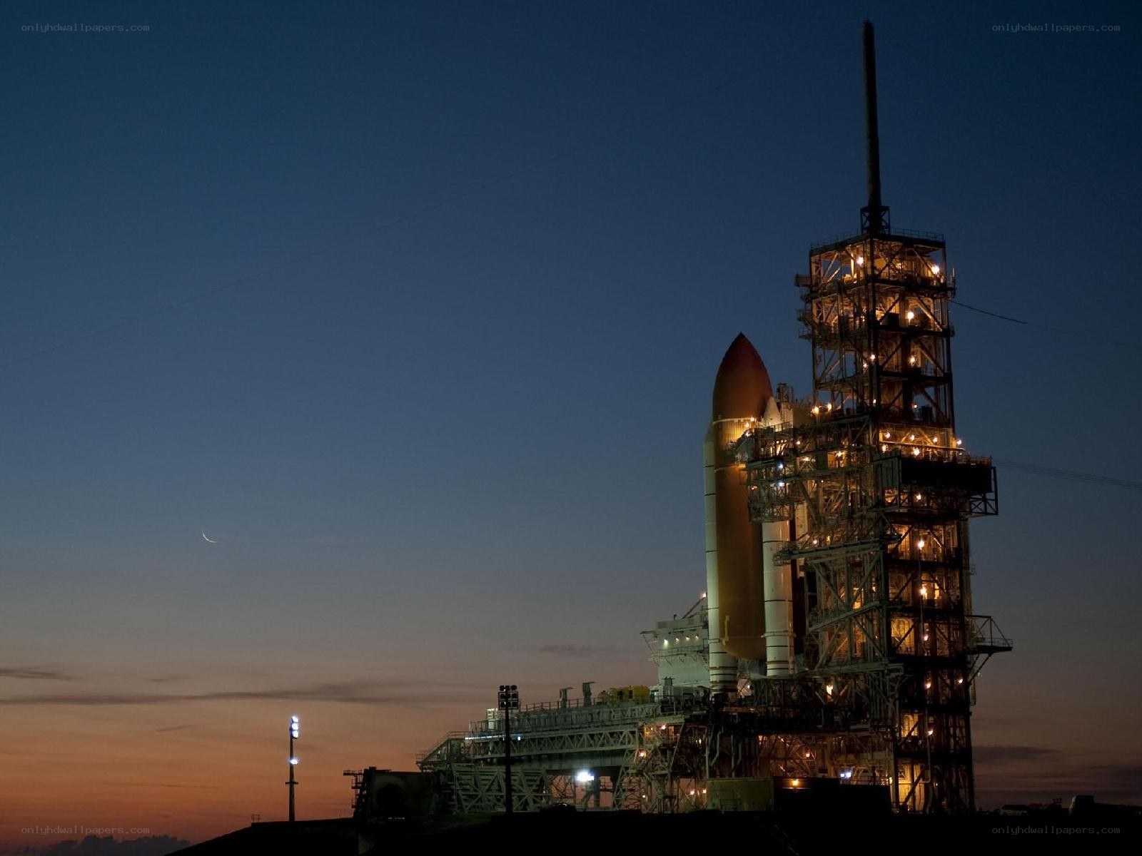 Space shuttle on launch pad
