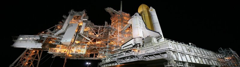 Space shuttle on launch pad