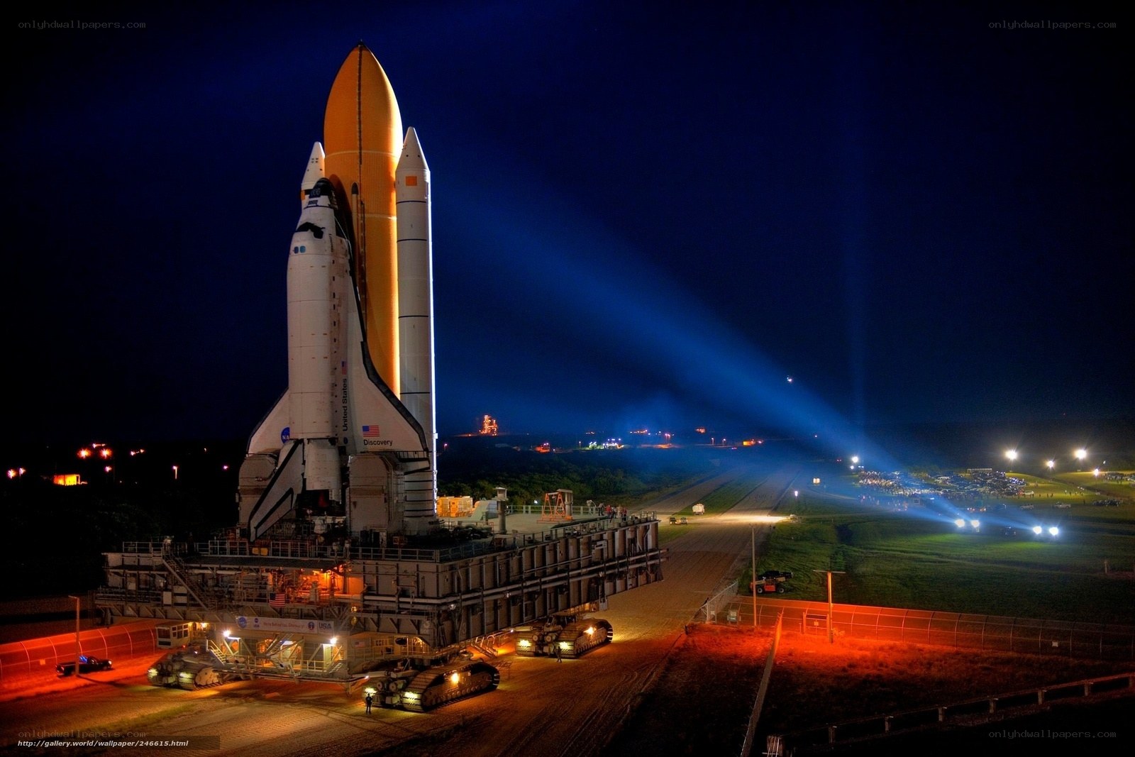 Space shuttle on launch pad