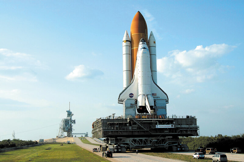 Space shuttle on launch pad