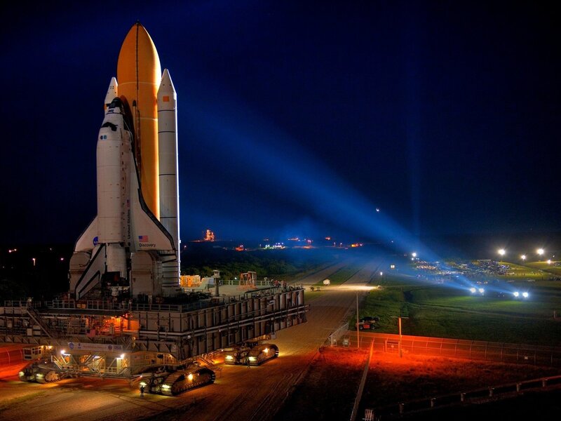 Space shuttle on launch pad