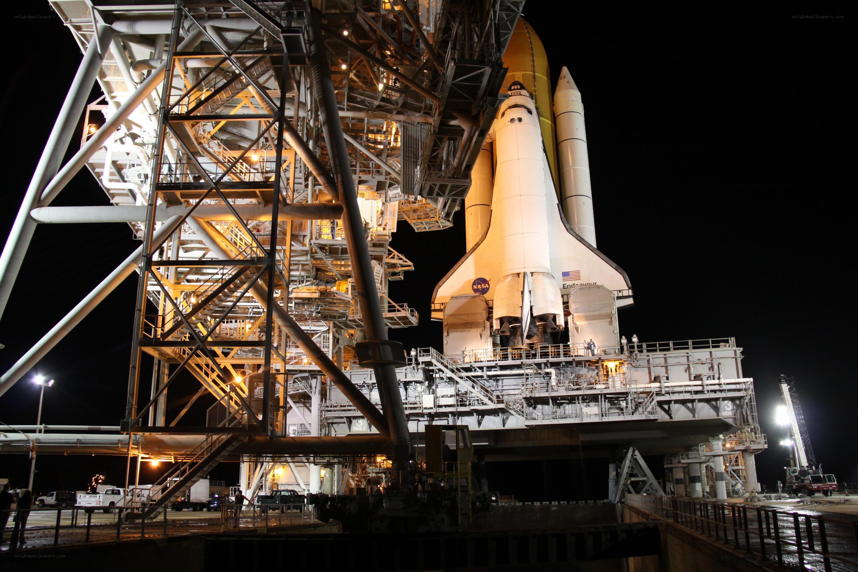 Space shuttle on launch pad