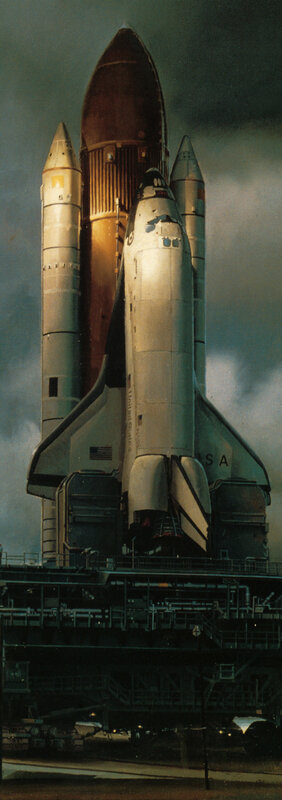 Space shuttle on launch pad