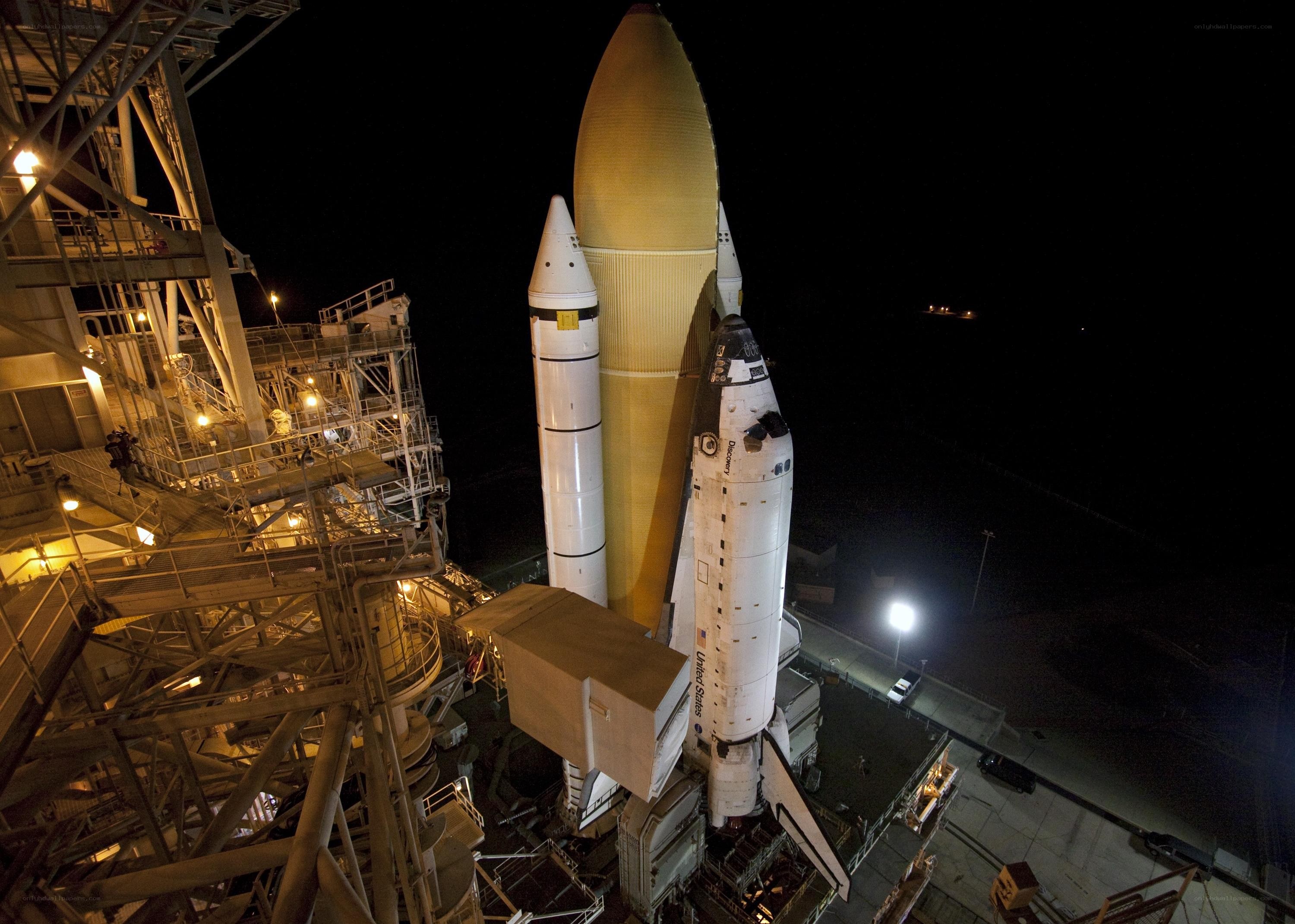 Space shuttle on launch pad