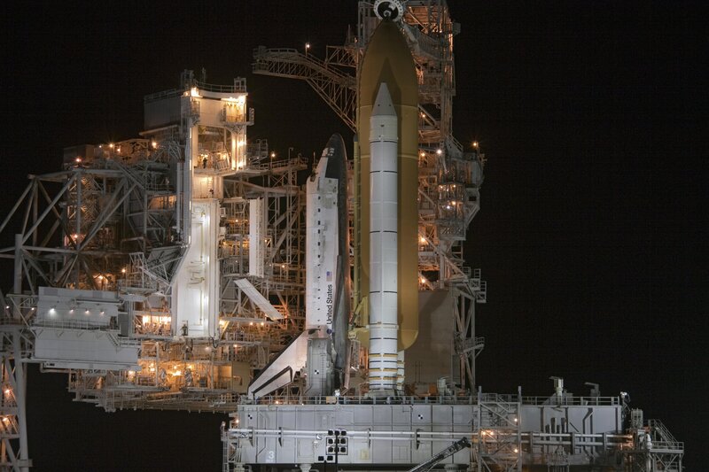 Space shuttle on launch pad
