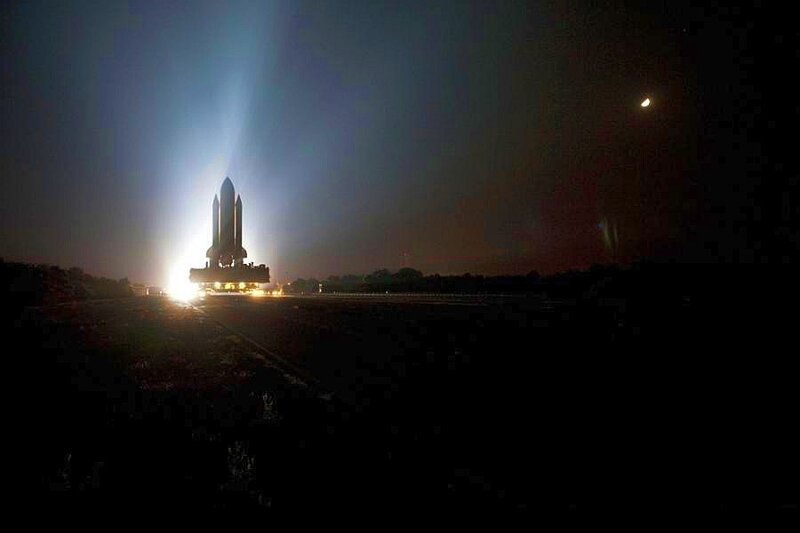 Space shuttle on launch pad