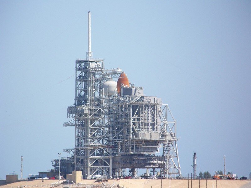 Space Shuttle on Launch Pad — Blue