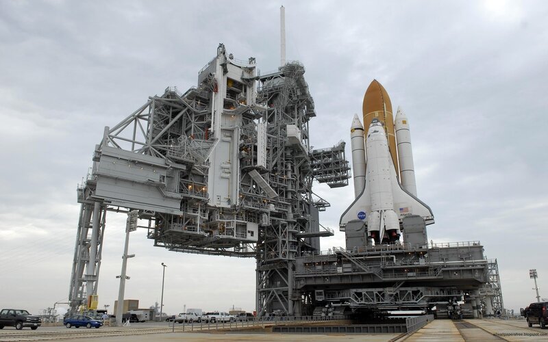 Space Shuttle on Launch Pad — Gray, Industrial