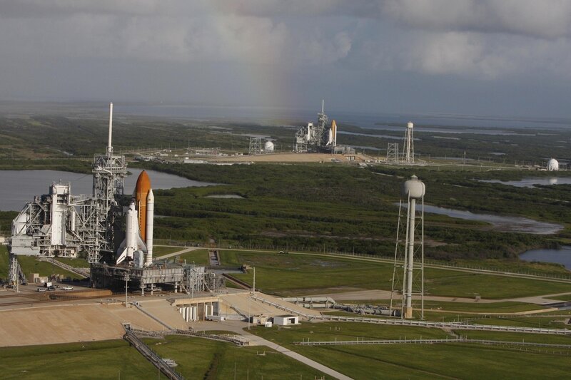 Space Shuttle on Launch Pad — Green, Dramatic