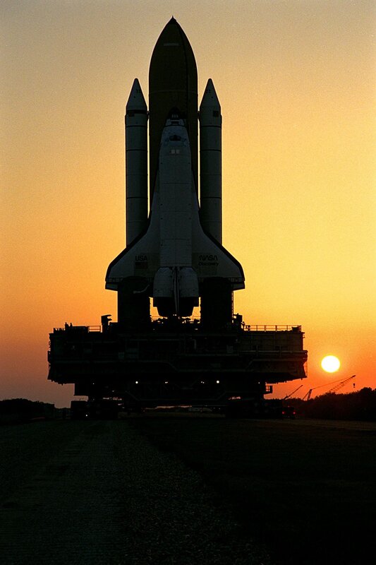 Space Shuttle on Launch Pad — Orange