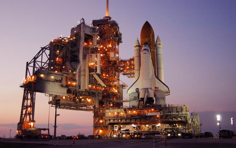 Space Shuttle on Launch Pad — Purple