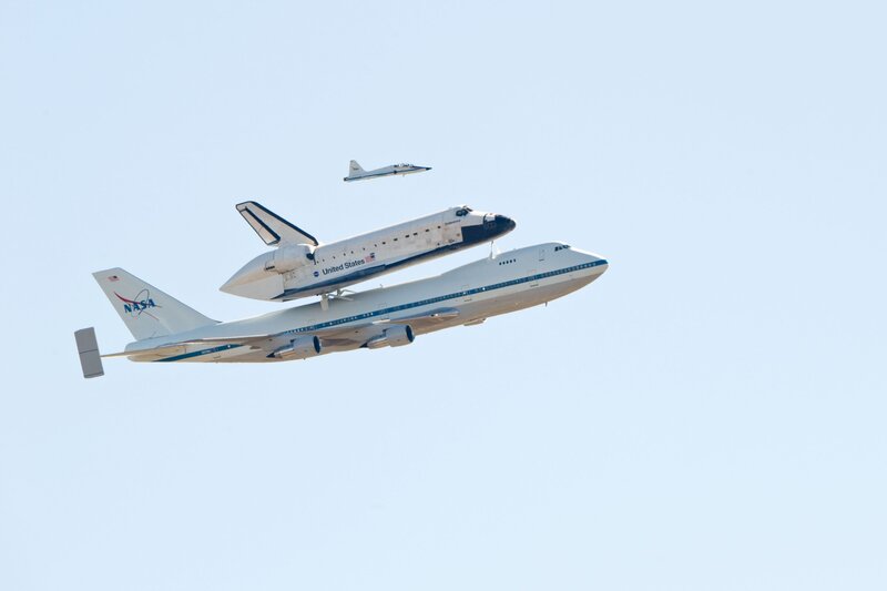 Space shuttle on NASA carrier aircraft