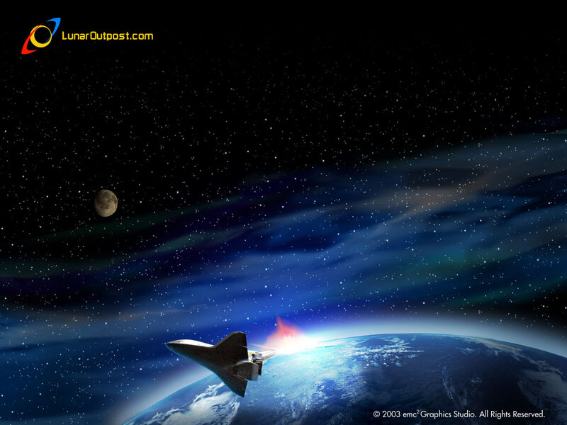 Space Shuttle Orbiting Earth — Blue, Dramatic, Night, Digital Art