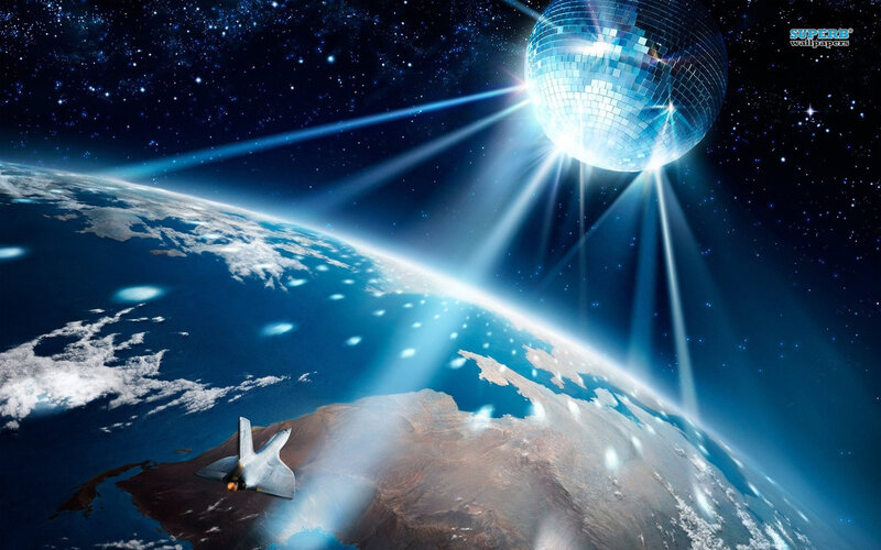 Space Shuttle Orbiting Earth — Blue, Dramatic, Night