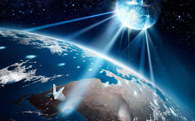 Space Shuttle Orbiting Earth — Blue