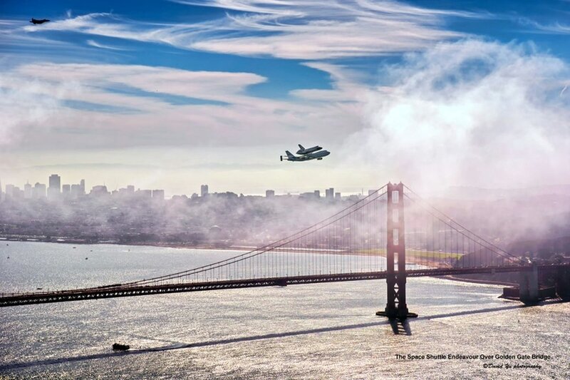 Space Shuttle over Bridge