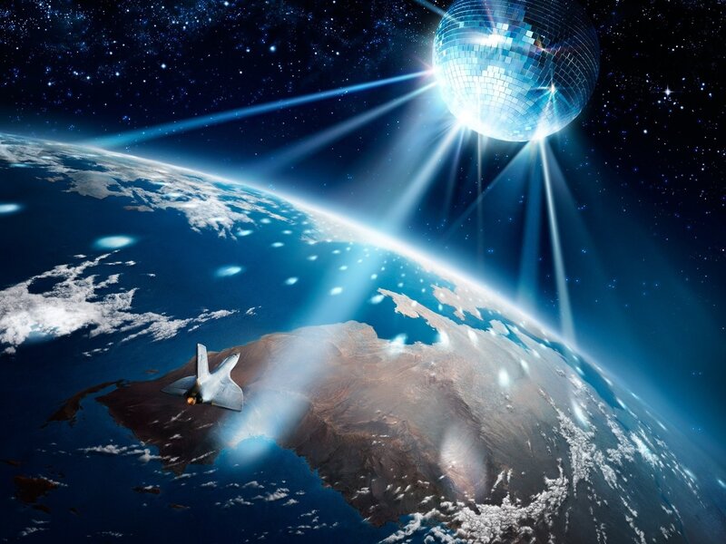 Space Shuttle over Earth — Blue, Dramatic