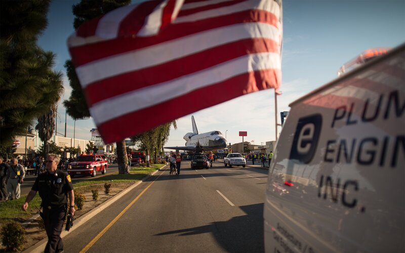 Space shuttle transport procession
