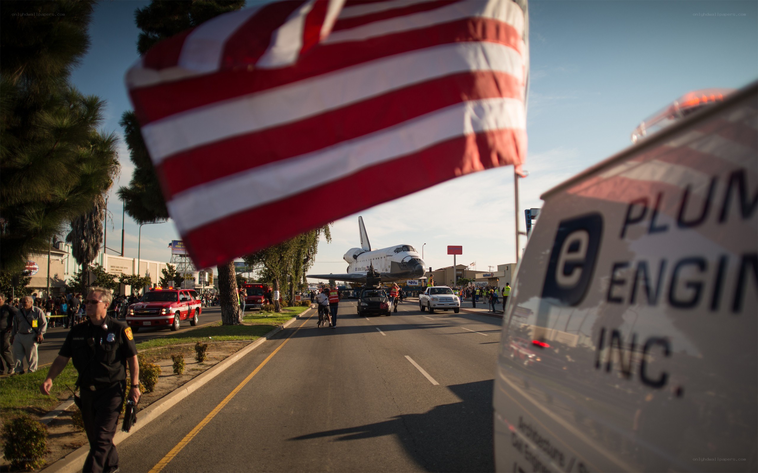 Space shuttle transport procession