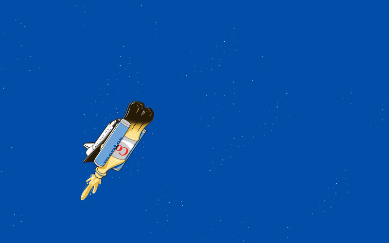 Space Shuttle with Soda Can — Blue