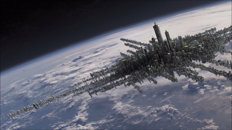 Space Station Above Earth — Blue, Dramatic