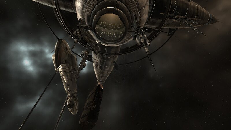Space Station and Ship — Black