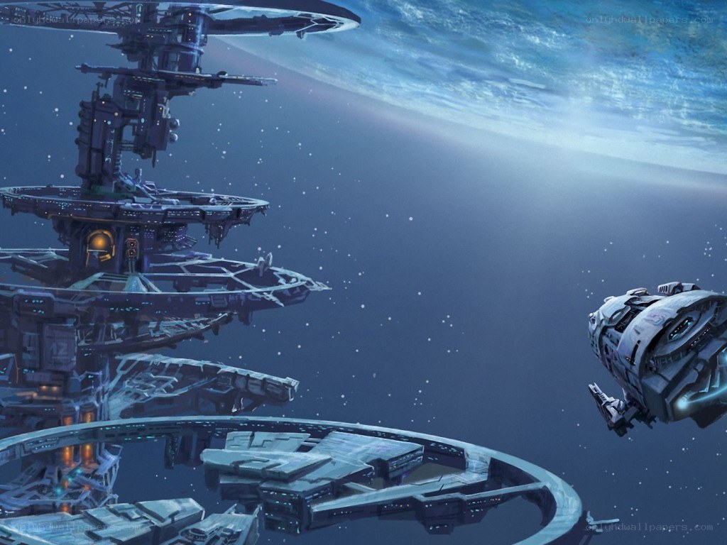 space station and ship in orbit