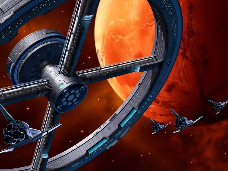 Space Station and Ships — Orange