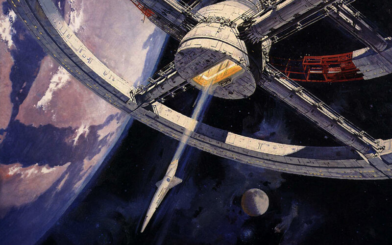 Space Station and Shuttle — Blue, Dramatic