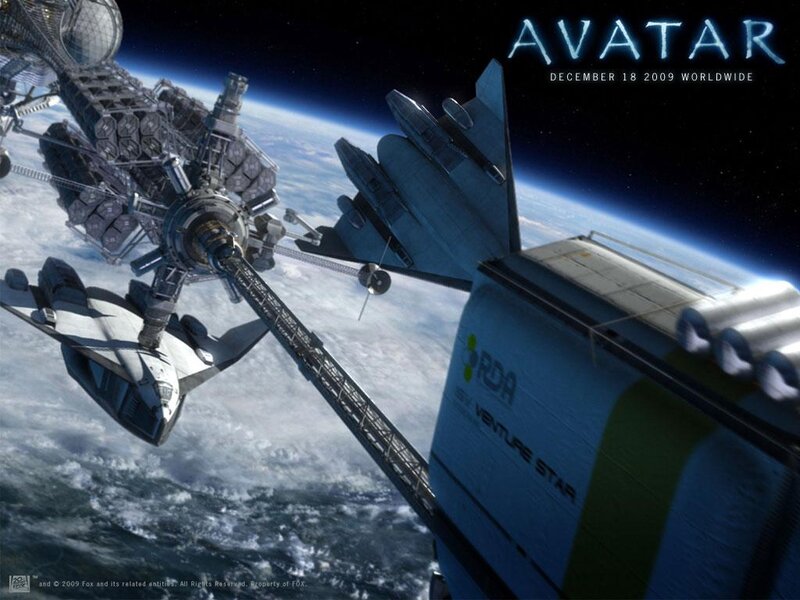 Space Station and Spacecraft — Blue, Dramatic, Digital Art