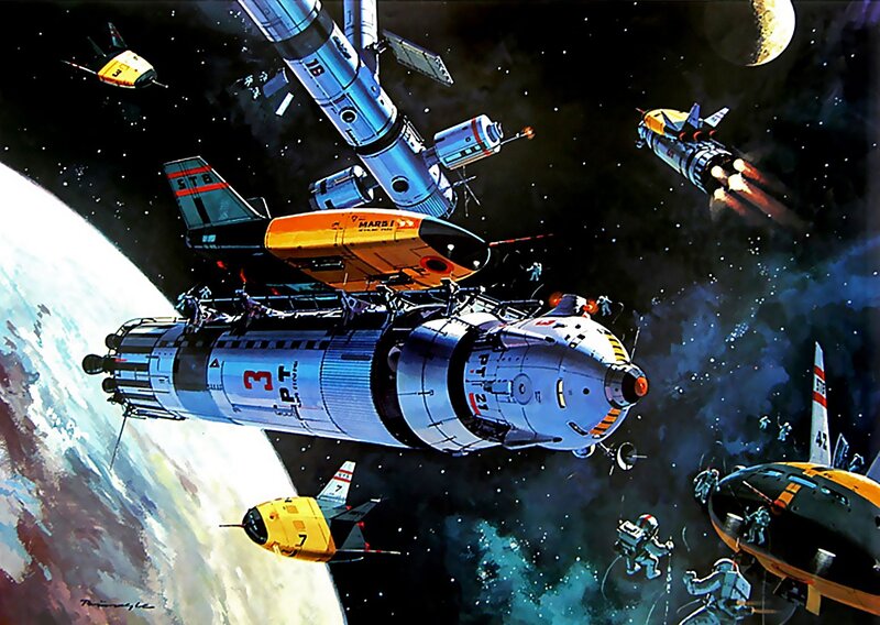 Space station assembly in orbit