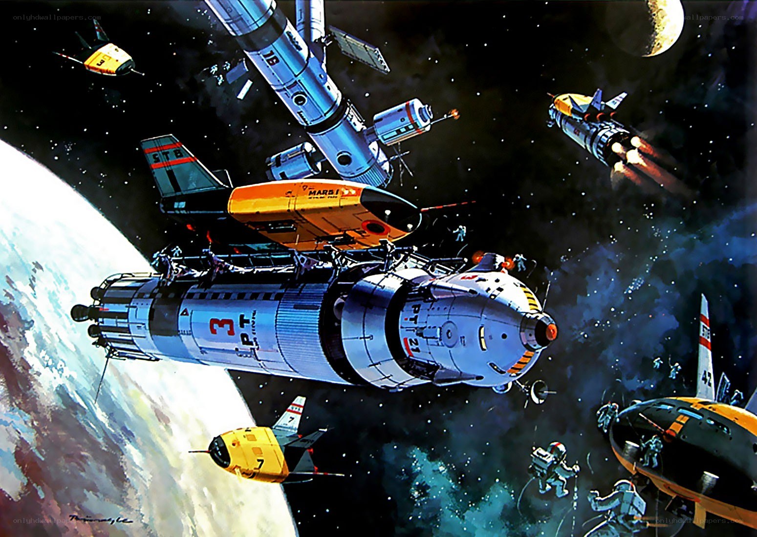 Space station assembly in orbit