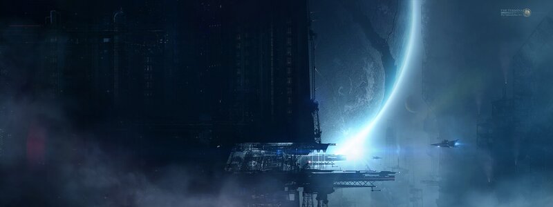 Space Station at Night — Blue