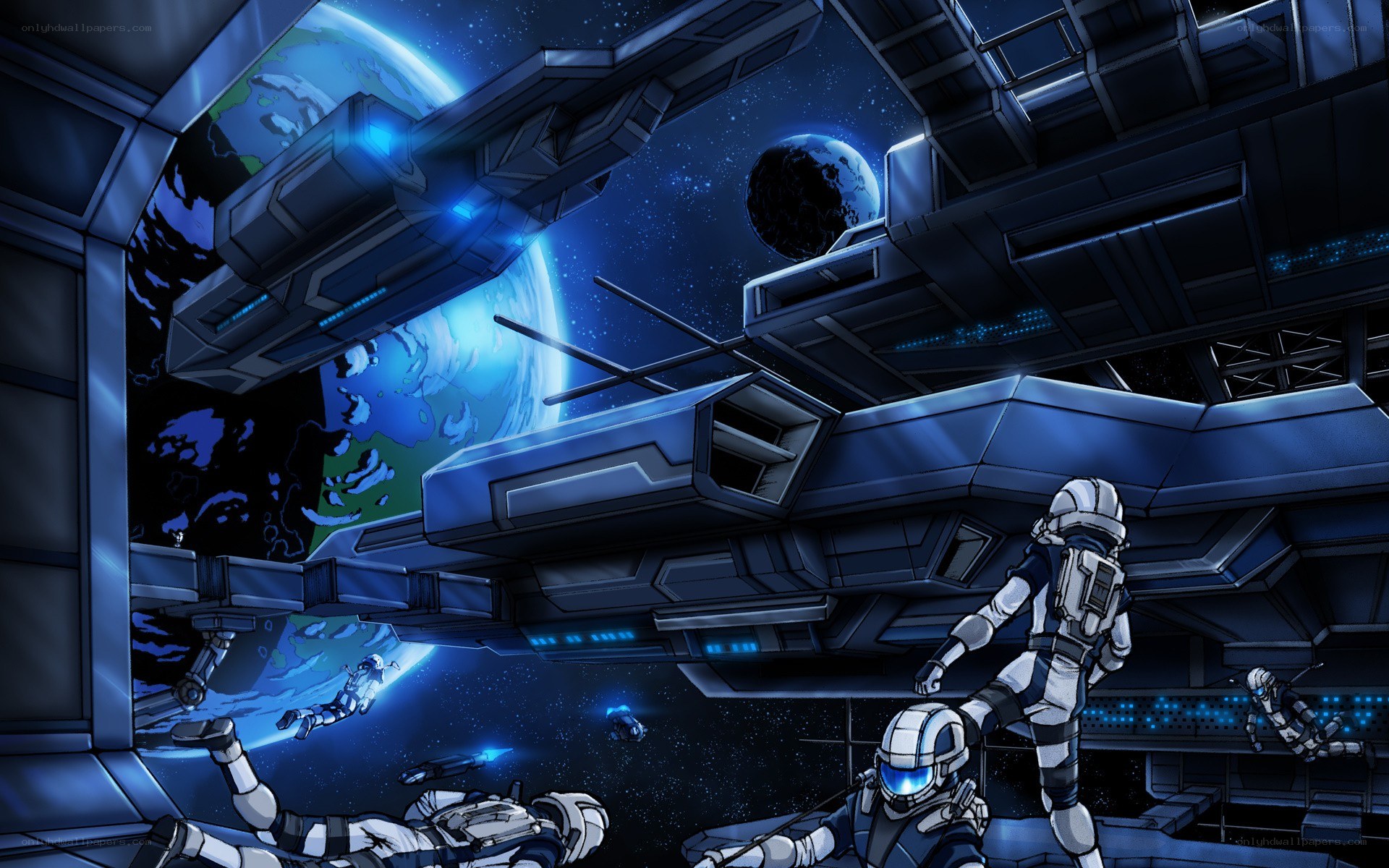 Space station battle scene