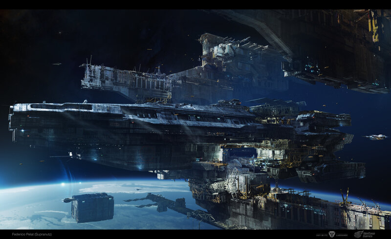 Space Station Complex — Blue, Dramatic