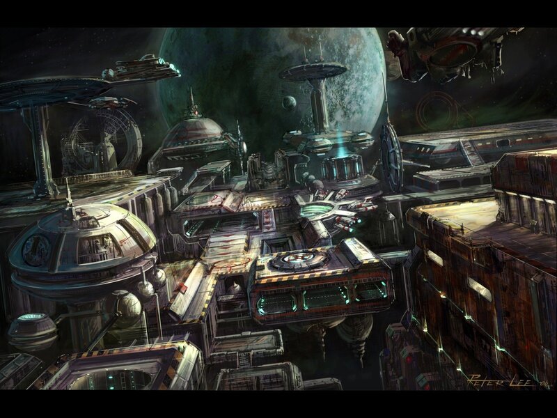 Space Station Complex — Green, Dramatic